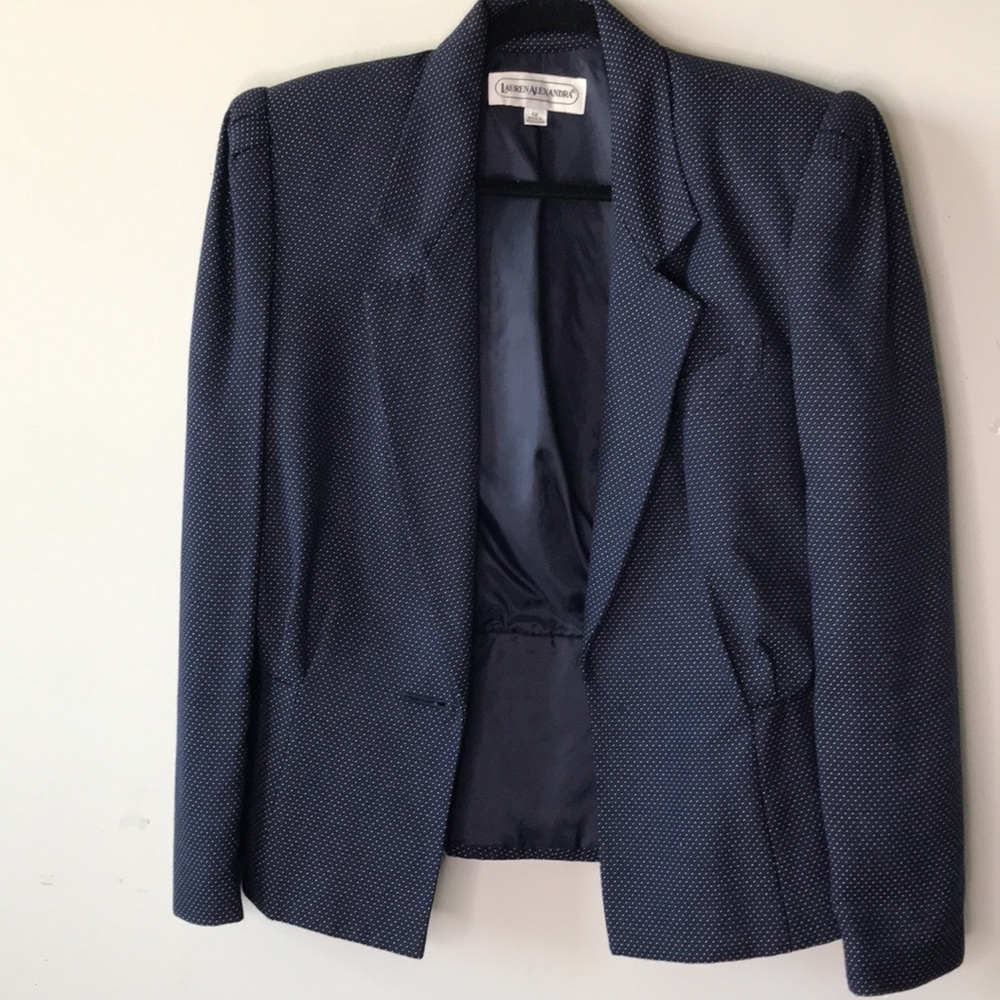 Vintage Polka Dot Peplum Blazer with Shoulder Pads